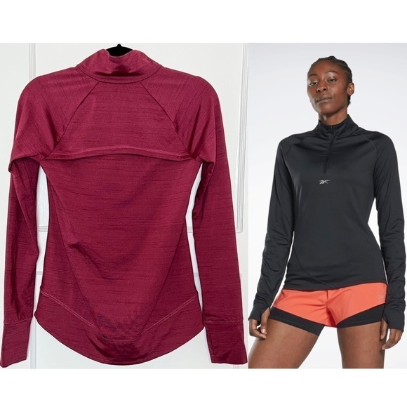 REEBOK Speedwick Active Running Mockneck 1/4 Zip Thumbhole Back Vent Shirt S - Picture 3 of 8